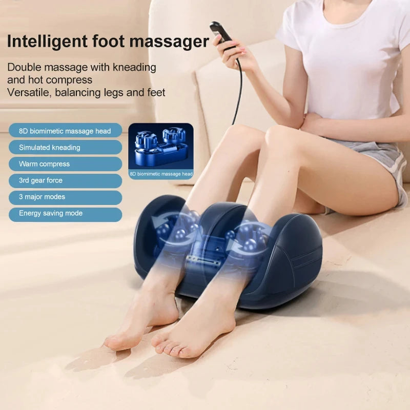 Masajeador eléctrico súper grande para piernas y pies, Shiatsu de tejido profundo, rodillo relajante calentado para aliviar el estrés, máquina herramienta para el cuidado de los pies